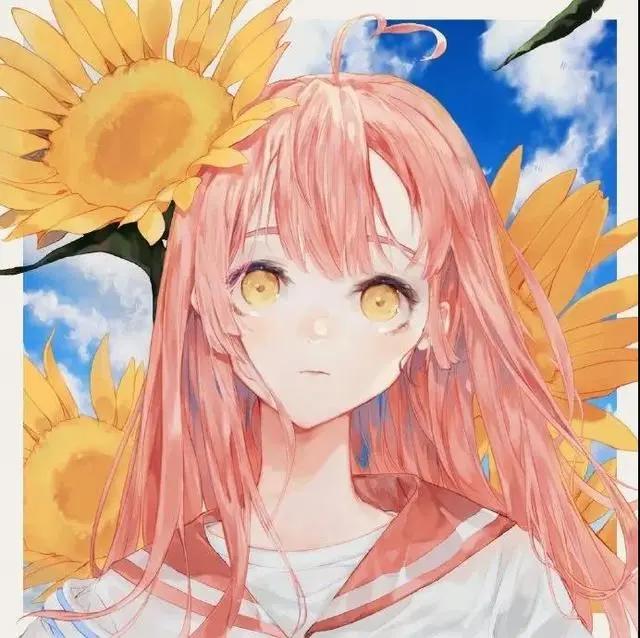 画师绘制二次元美少女,和植物风格融合起来,向日葵少女最呆萌