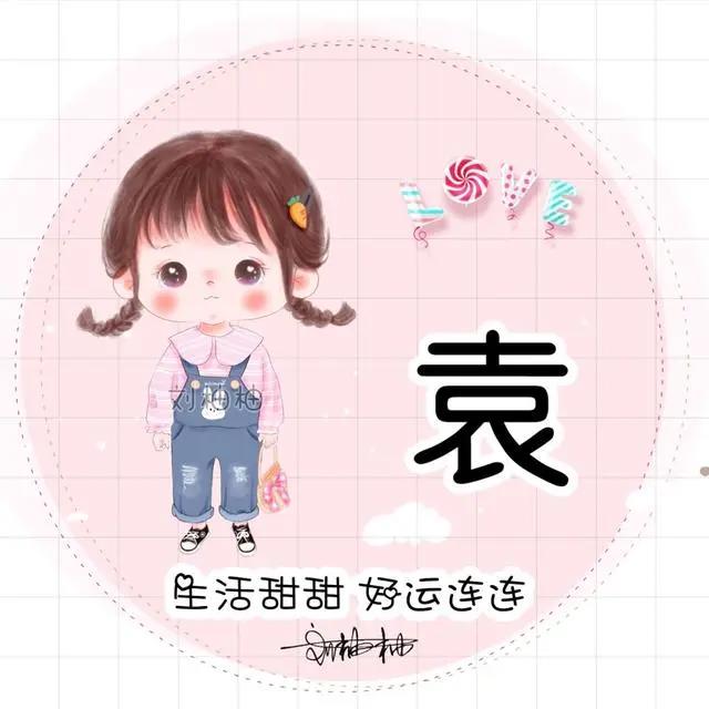 女生姓氏头像可爱，个性微信头像新款姓氏袁