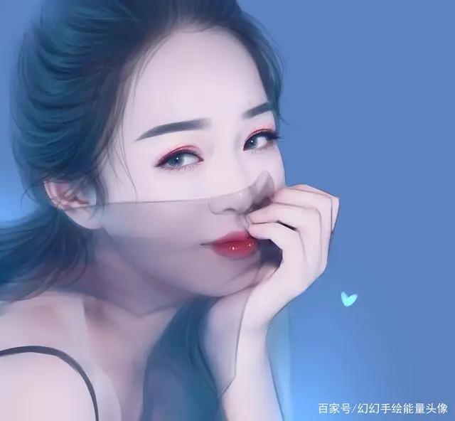 真人手绘动漫版女生微信头像！蓝色妖姬风格分分钟拿下男票的心！