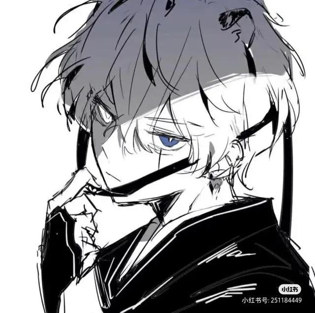 黑白动漫男头像，冷酷霸气，野王专用