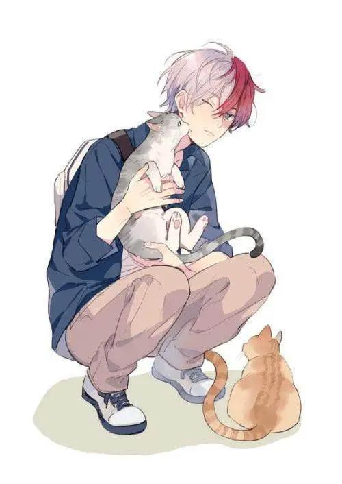 抱着猫的动漫男生头像拥有了一只猫就像拥有了全世界