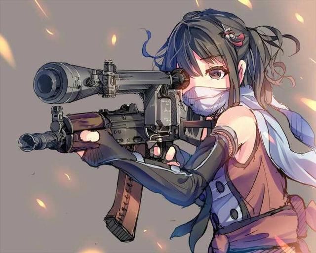 二次元女生头像拿枪