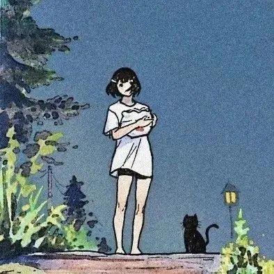 蓝色系手绘女生头像：被人理解是一件很奇妙的事