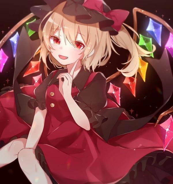 pixiv画师推荐：ゆるい，东方project系列，芙兰抱着小熊好萌呐