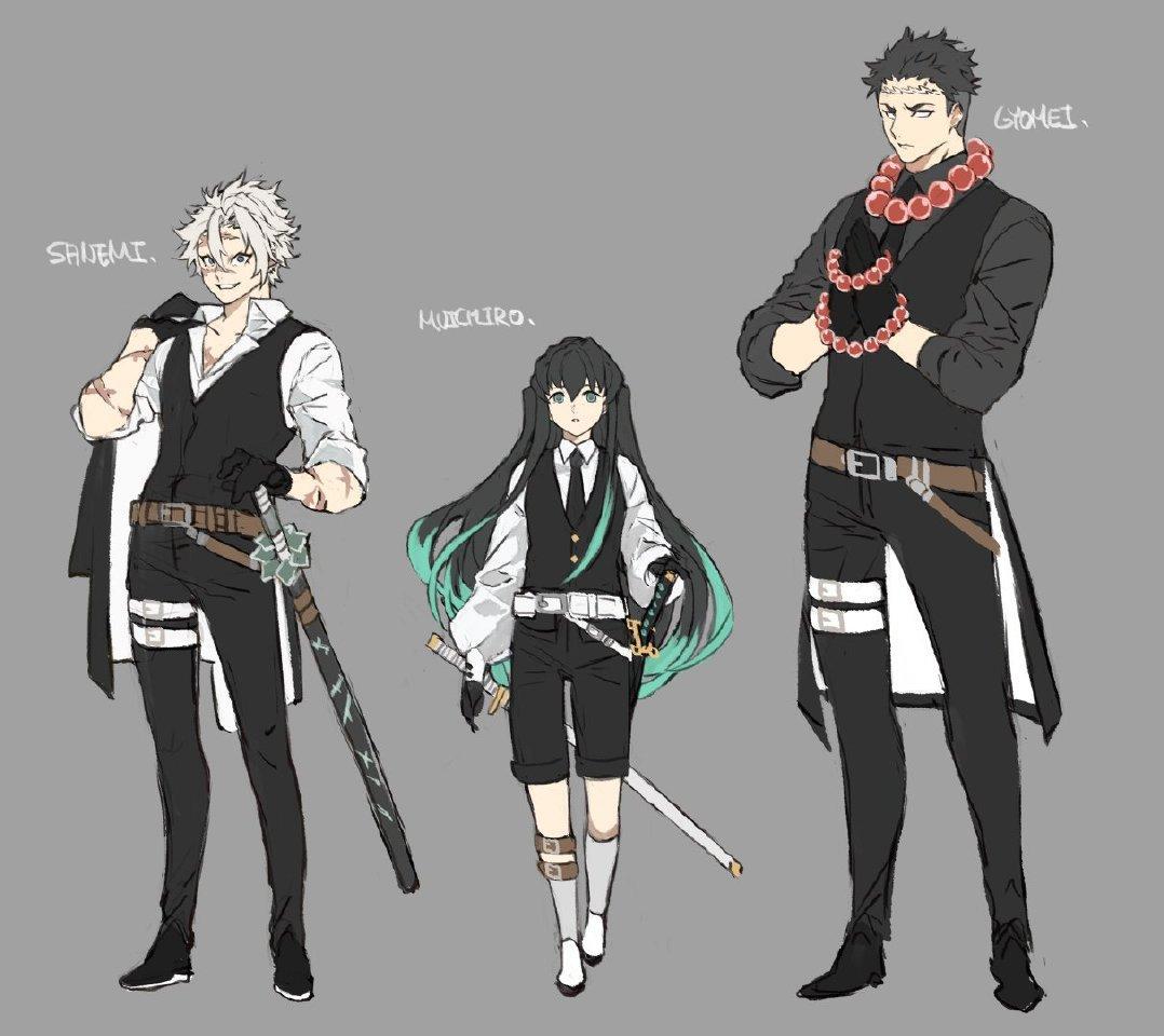 西装版《鬼灭之刃》同人，九柱帅气值飙升，蝴蝶忍又飒又美