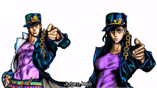 JOJO角色性别转换之后，乔鲁诺是美少女，空条承太郎变成酷姐