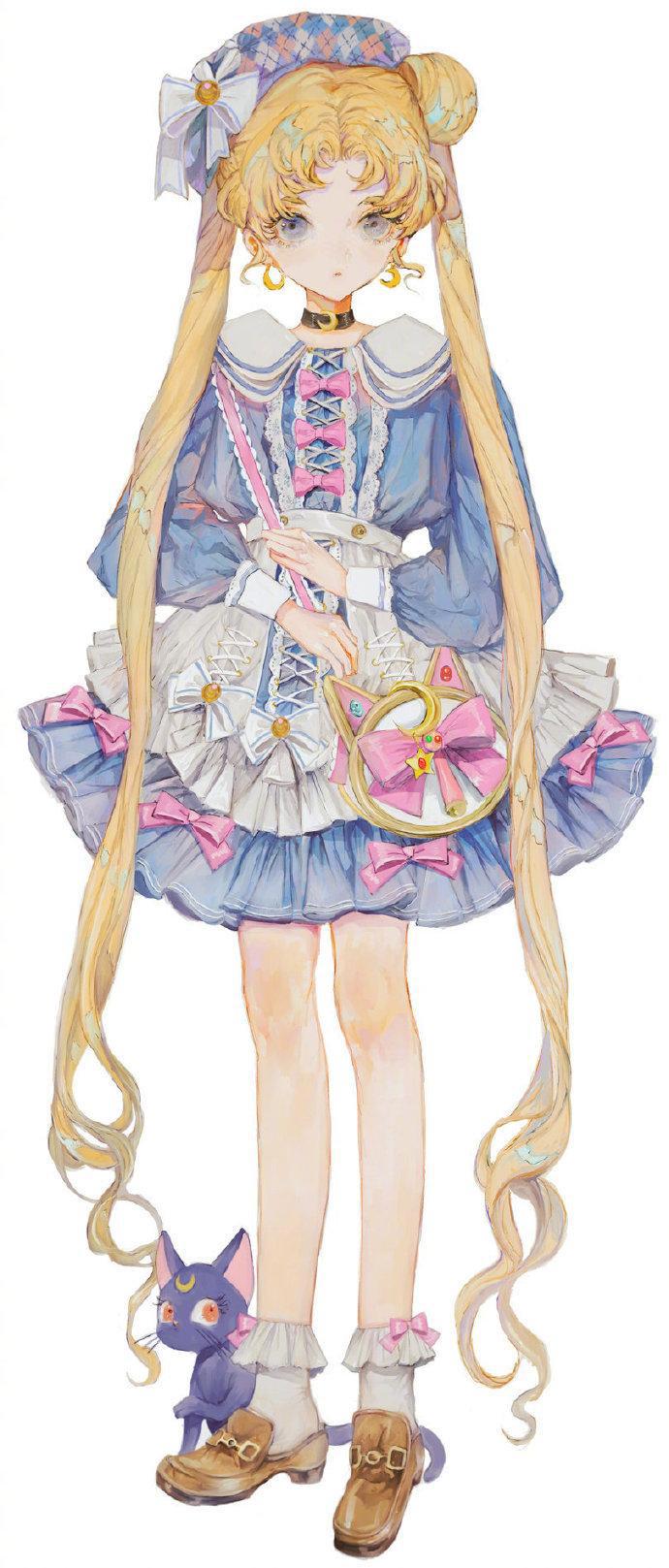 日本画师绘制唯美系少女,月野兔尝试可爱风,蝴蝶忍美颜拉满