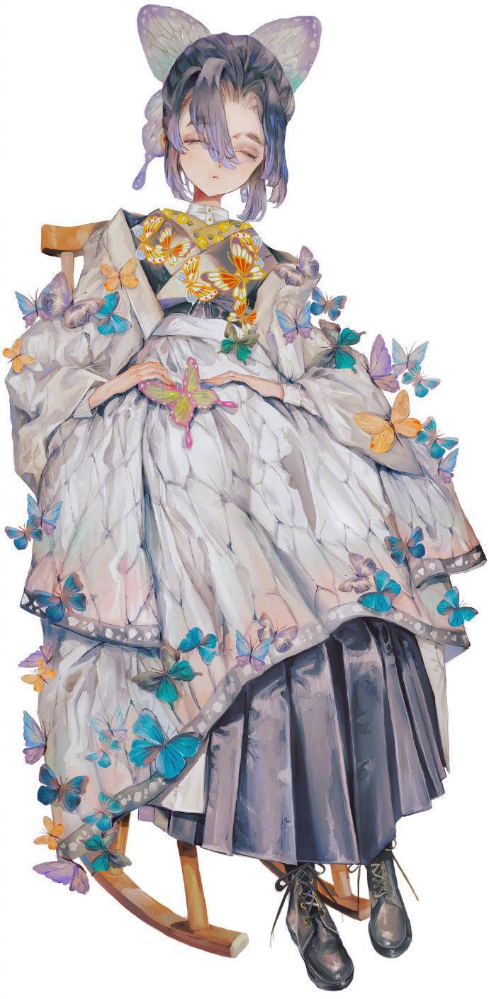 日本画师绘制唯美系少女,月野兔尝试可爱风,蝴蝶忍美颜拉满